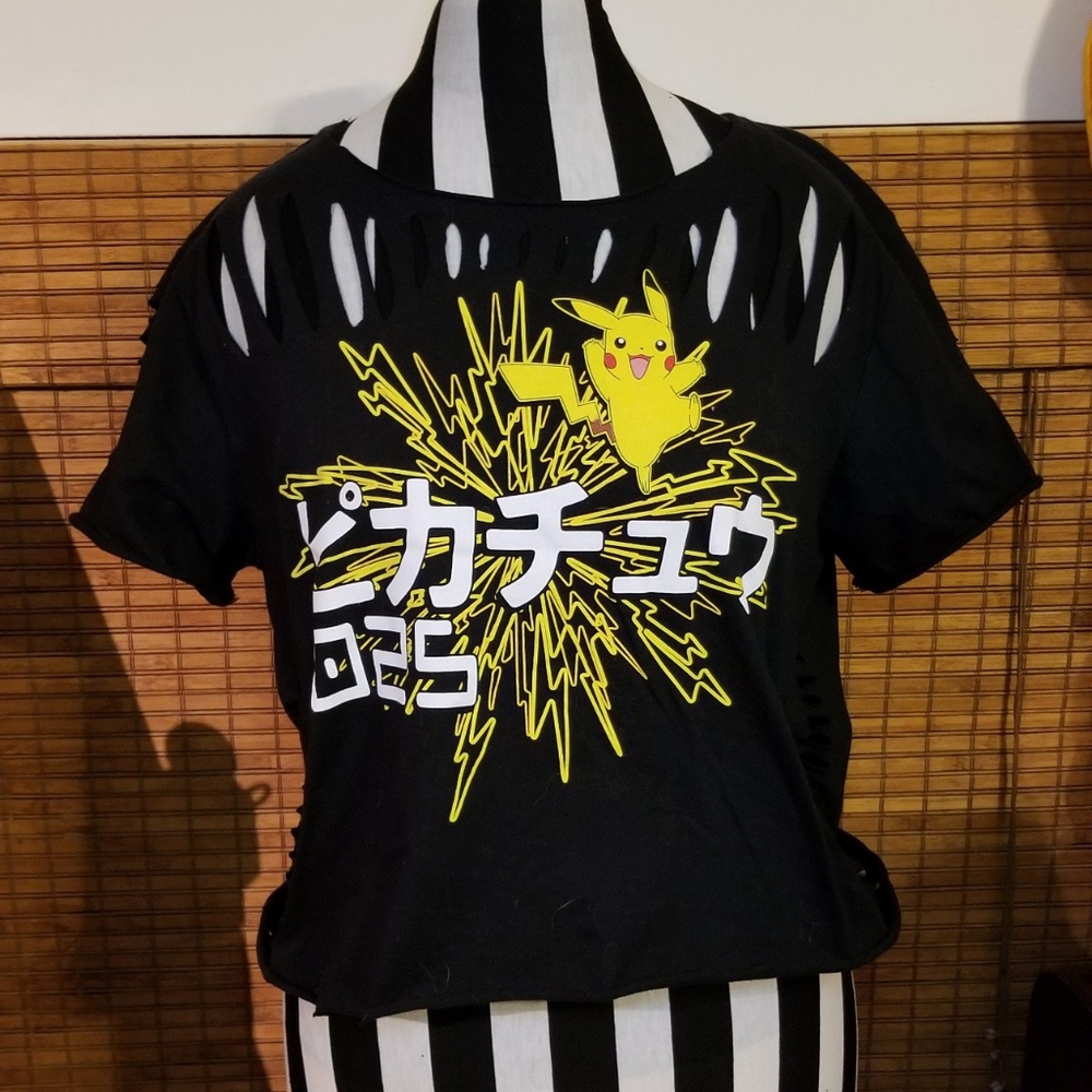 Japanese Pikachu Pokemon Cutout Crop Top